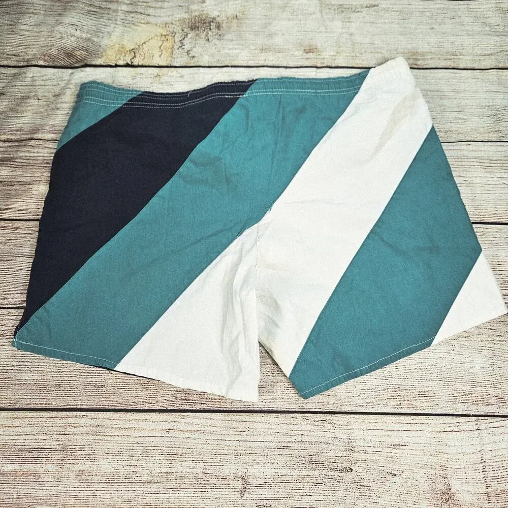 Freestyle Vintage Swim Shorts Stripe Multicolor Colorblock Men's Size Large